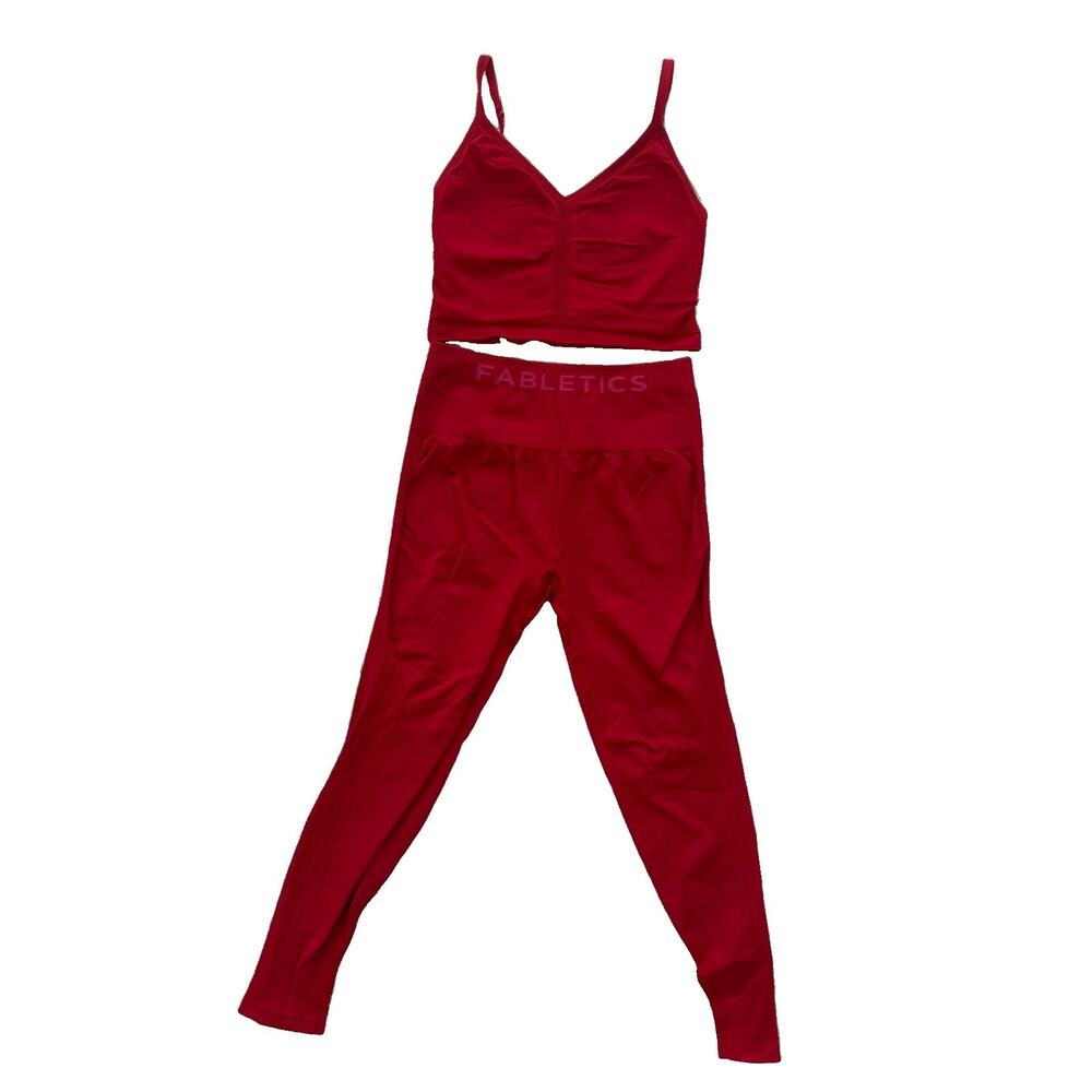 Fabletics Red Two Piece Set Athleisure Women’s Size Small Yoga Athletic